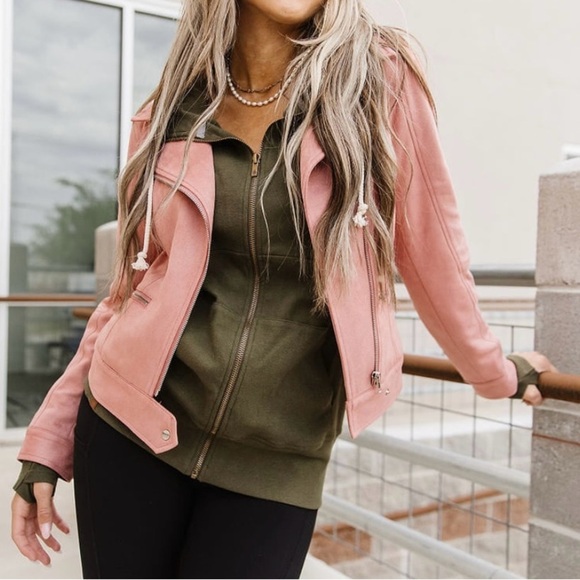 Ampersand moto jacket vegan Suede 2Xl blush pink - Picture 3 of 6